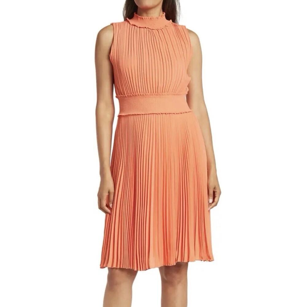 NEW Nanette Lepore Smocked Pleated Sleeveless Dress Size 2 Autumn Wedding Guest